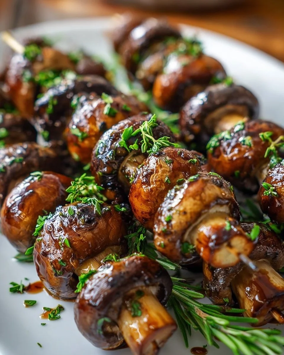 Gegrillte Champignon-Spieße