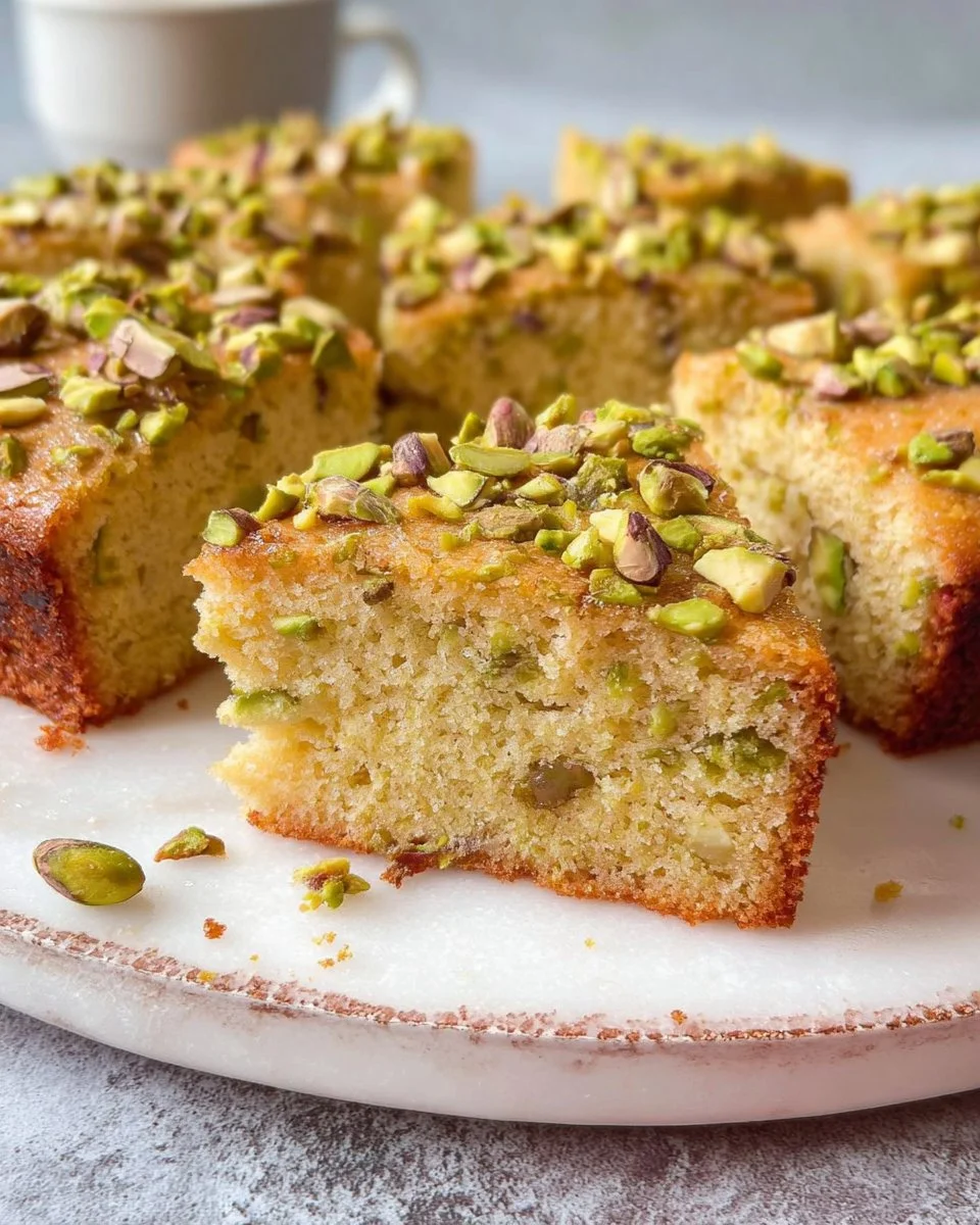 Gluten-free mixing cake with pistachios and almonds